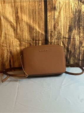 Michael Kors Cognac Leather Crossbody with Gold Hardware